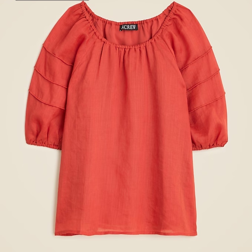 J. Crew Women's Puff-sleeve top in ramie | Red Sand - Picture 3 of 5